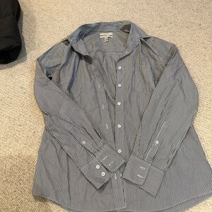 J. Crew Navy and White Striped Shirt